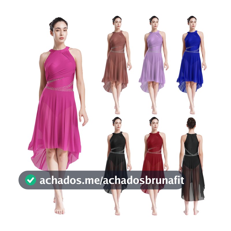 Aislor Womens Lyrical Dance Dresses Sleeveless Asymmetrical Hem Sparkly Rhinestones Ruched Dress