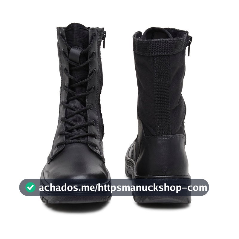 Coturno Militar Tático Masculino Couro Impermeável Tratorado Confortável Estilo Urbano e Resistente E Atraente Reforçado