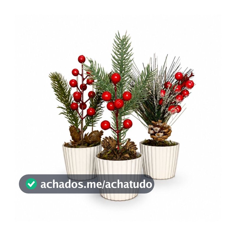 Kit 3 Enfeites De Natal Arranjos Natalinos Vasos Decoração