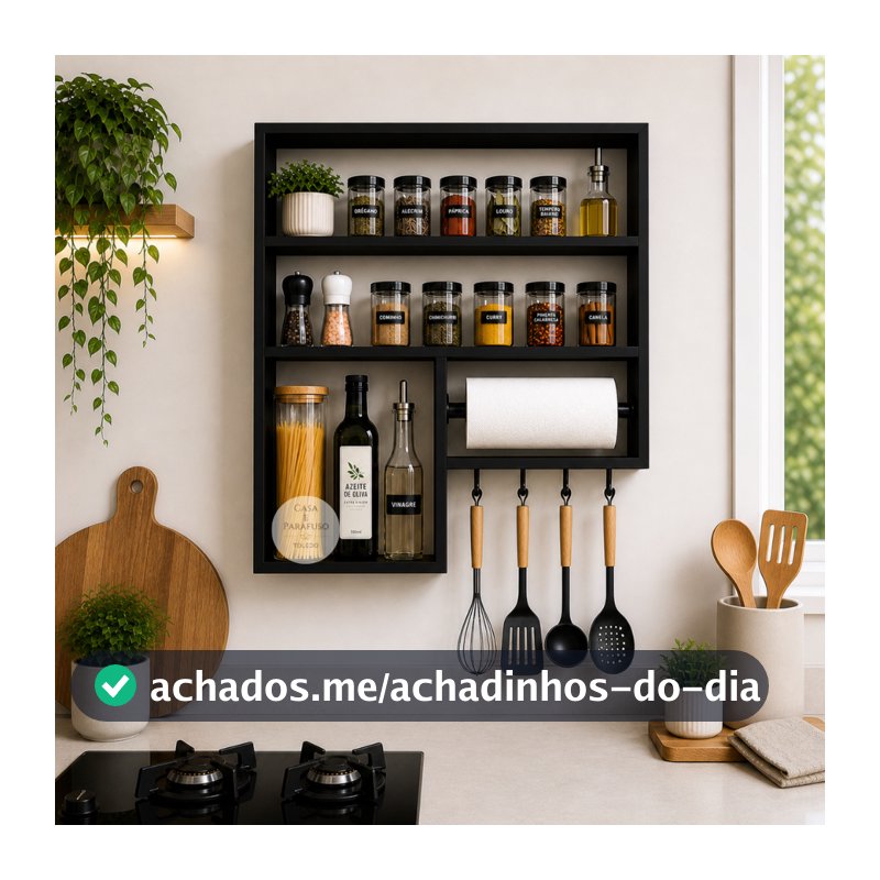 Nicho Porta Tempero com Gancho Para Cozinha Prateleira(13)