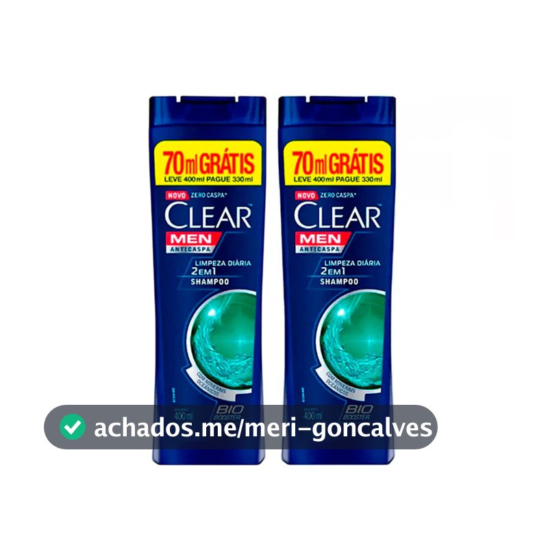 Kit Shampoo Clear Anti-Caspa Limpeza Diária 2 Em 1 Leve 400ml Pague 330ml - 2 Unidades
