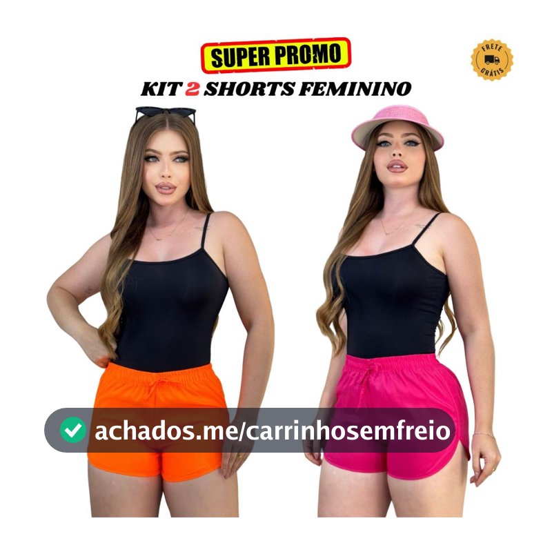 Kit 2 shorts Tactel Feminino Saída de praia pareô Canga Short de Academia Moda Verão Short Caminhada