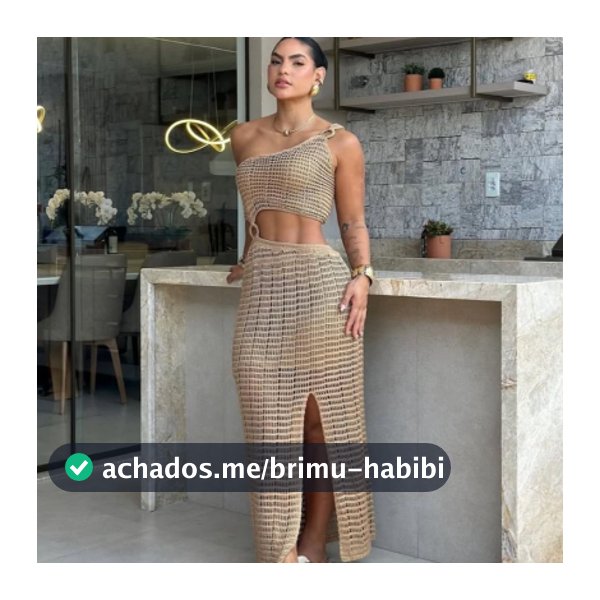 Vestido Elegante Crochê Ombro Único com Fenda
