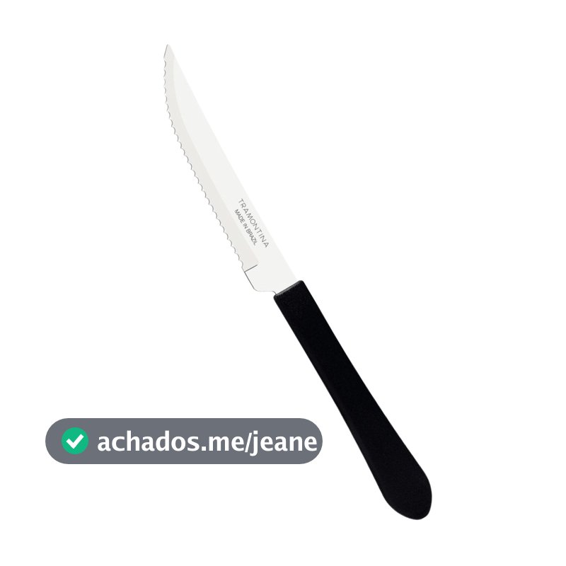 Kit 6, 9, 12 ou 24 Facas Tramontina Leme Para Churrasco Cabo Preto Serra