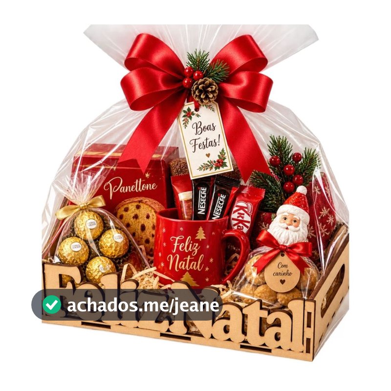Kit 10 Cesta Bandeja Natal Natalina 30x20/20x15  MDF Presente