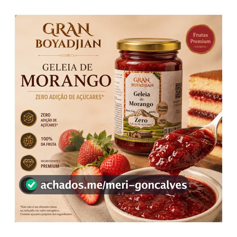 Geleia 100% da Fruta Zero Açúcar Sem Adição de Açúcar 400g Gran Boyadjian