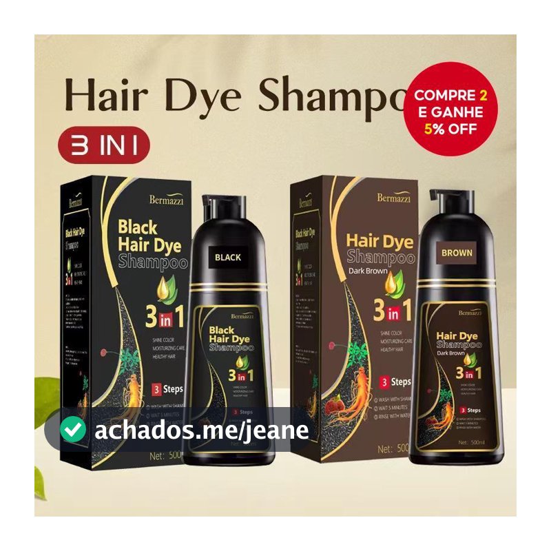 Shampoo De Tintura De Cabelo Preto Bernazzi , Cobertura Cinza À Base De Plantas De 500ml , Uso Doméstico Fácil