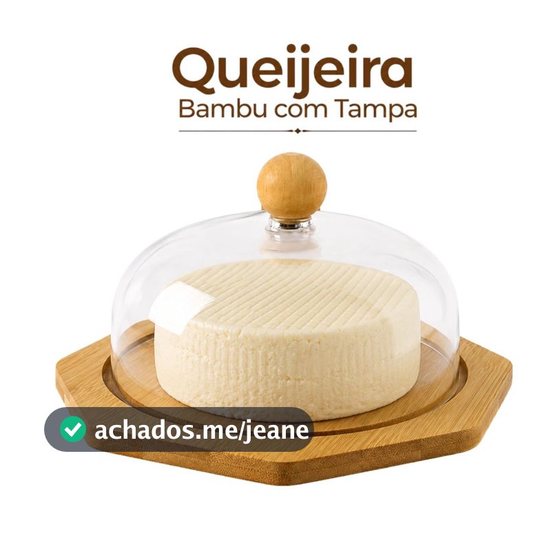 Mini Queijeira Bambu Com Tampa Acrílica 16cm Porta Queijo Redonda