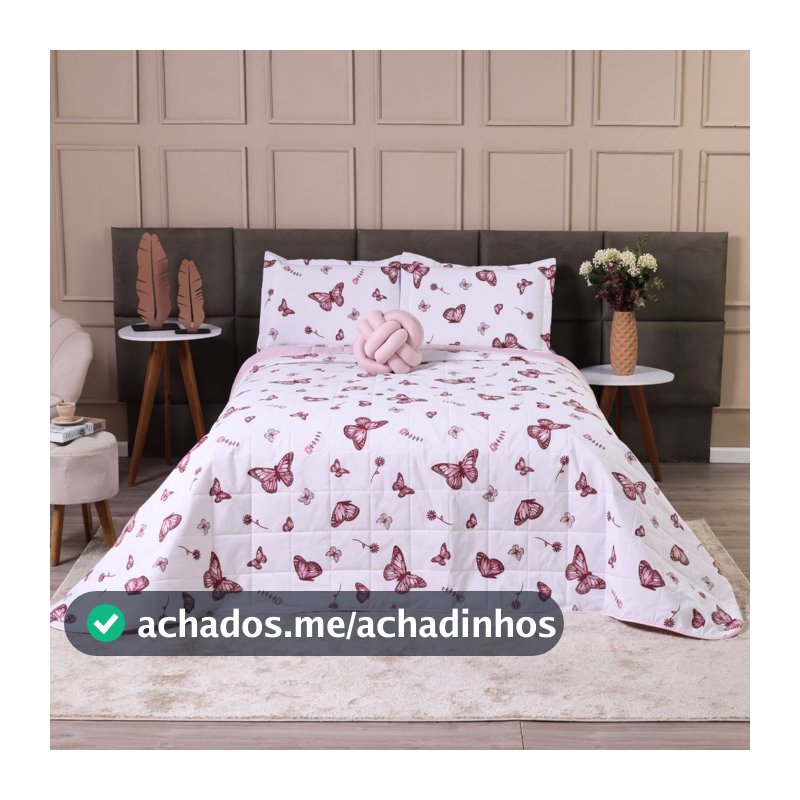 Kit Colcha Cobre Leito Casal Queen Dupla Face Elegance Algodão Percal 180 Fios 2,60m x 2,50m