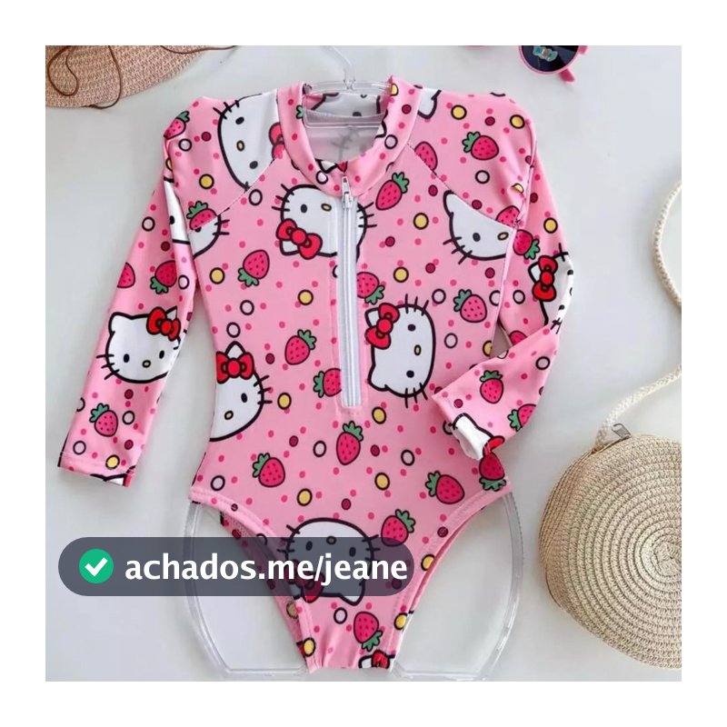 Maiô Infantil Com Ziper Personagens Para Meninas Proteção UV Moda Verão Praia Carnaval