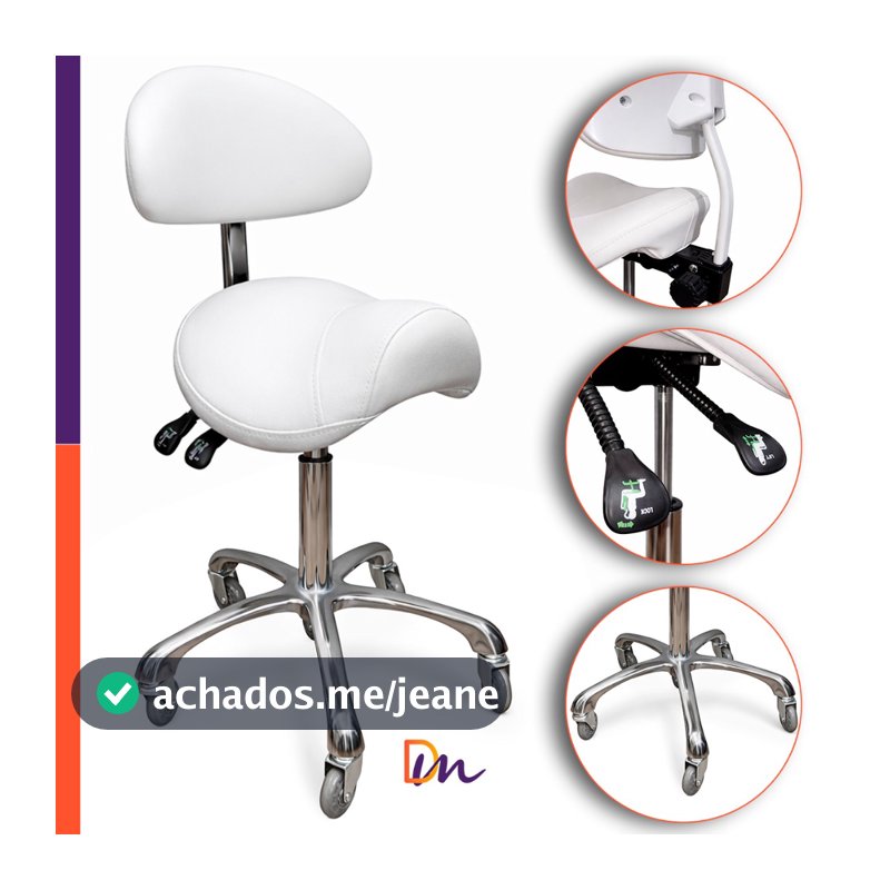 Mocho Sela Ergonômico com Encosto Ajustável Altura a Gás Conforto para Estética Akmed