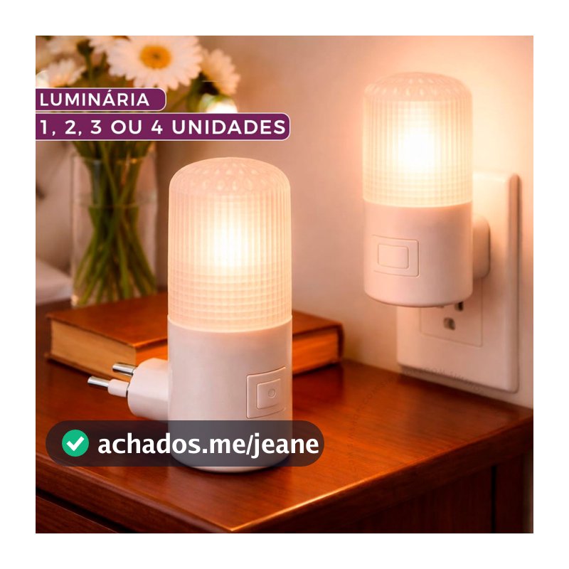 Luminária 1 2 3 ou 4 Unidades Abajur Luz Noturno Led Tomada Bivolt