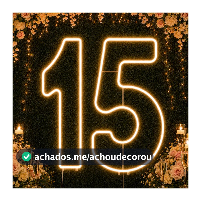 Luminária Led Neon Kit Números 1 5 50cm Decoração Festa Aniversário 15 Anos Debutante