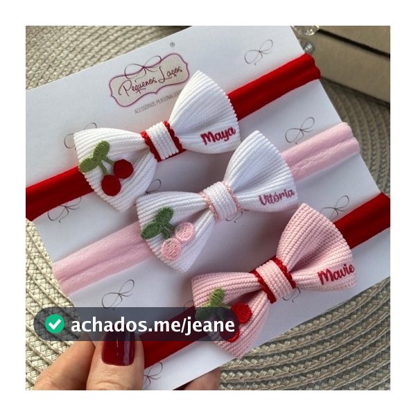 Faixinha de bebê personalizada/ Rn - laço personalizado de bebê - Saída maternidade/ bebê reborn/ laço cereja