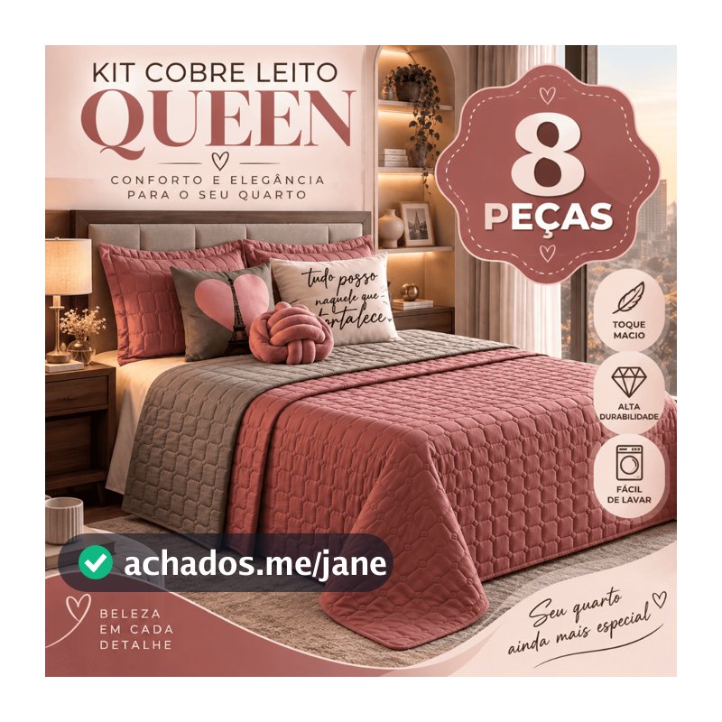 Kit Cobre Leito Dupla Face Paris Queen 08 Peças Original