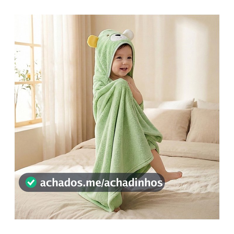🔥Toalha De Banho Bebê Capuz Roupão Infantil Recém Nascido Criança Bichinho Bordado Absorvente 80 x 80cm