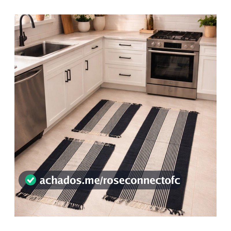 KIT PASSADEIRA 3 PEÇAS - Jogo Tapete Cozinha  Estampado Cores Variadas Antiderrapante Decorativo