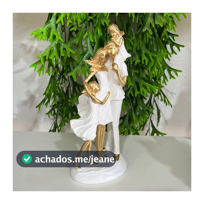 Escultura Estátua Pai Mãe e Filhas - Família Pai Mãe e Meninas - Decoração de Casa