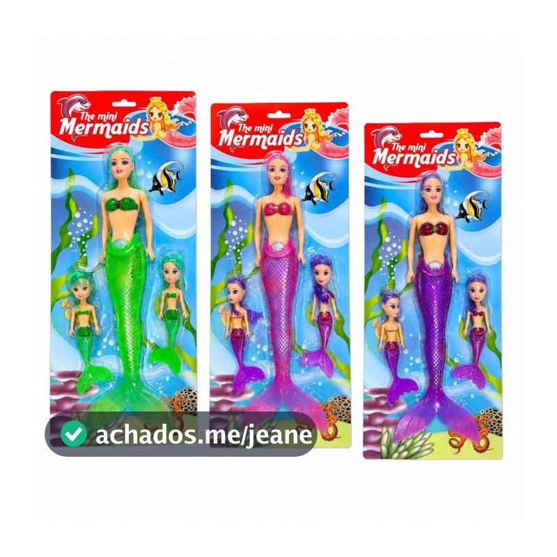 Kit 3 Bonecas De Sereia + 6 Sereia Pequena Com Luz Brinquedo Infantil