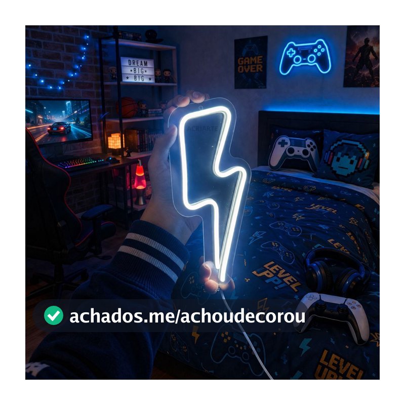 Luminária LED Neon Raio – Luz Decorativa Moderna para Quartos e Espaços Gamer