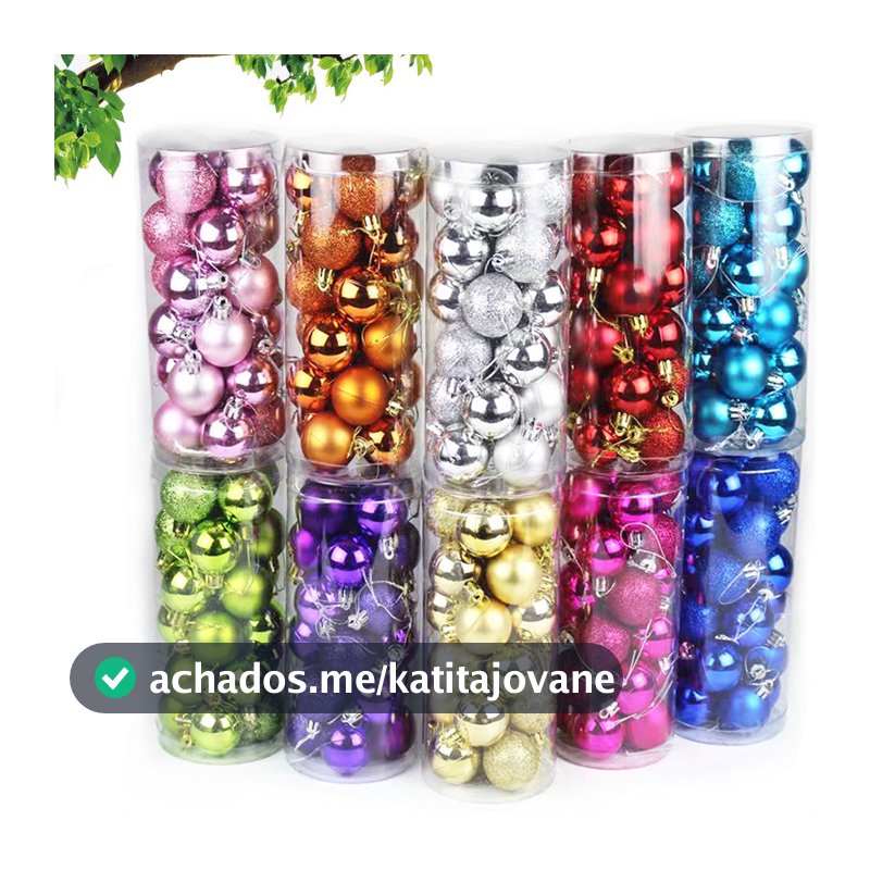 24PCS Baile Decorativo de Natal Pintura Delicada Contraste Tema E Glittering Christmas Tree Pends Decorativos Conjunto
