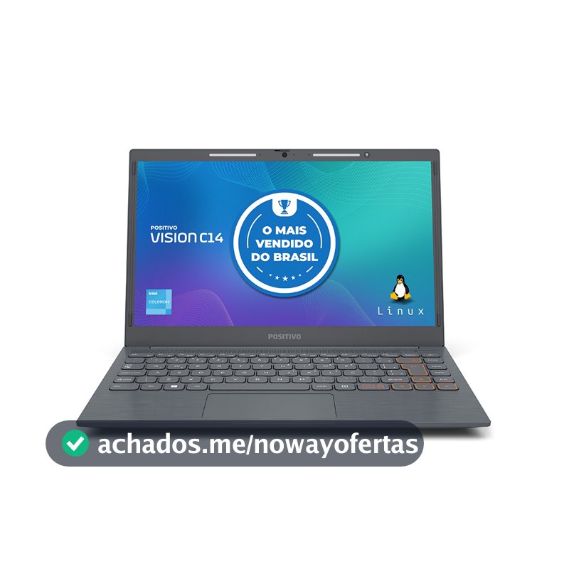 Notebook Positivo Vision C14 Intel® Celeron® Linux 4GB 128GB eMMC 14” HD Lumina BAR – Cinza
