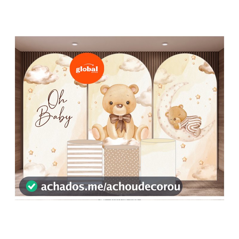 3 Painéis Romanos+capas cld tecido subl. decor CHÁ DE BEBÊ