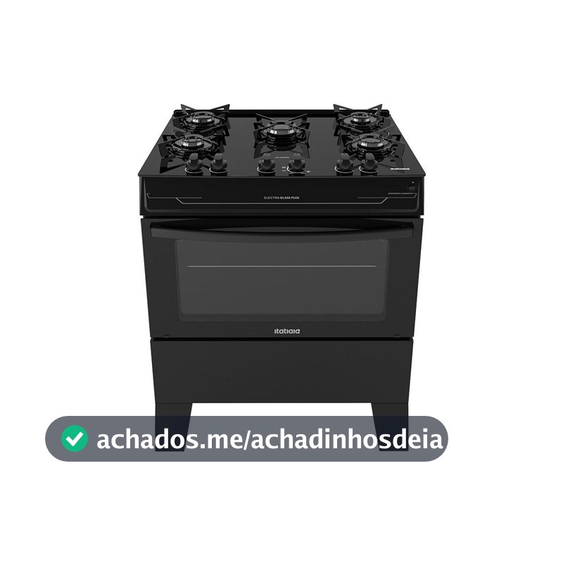 Fogão Itatiaia 5 Bocas Electra Glass Plus Preto Bivolt