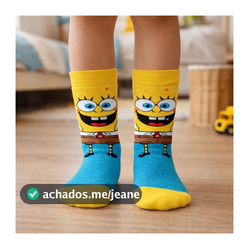 Meia Infantil Divertida Cano Alto 3/4 | Personagens Coloridos | Algodão Confortável | Menino e Menina Geek/ Nerd/ Gamer