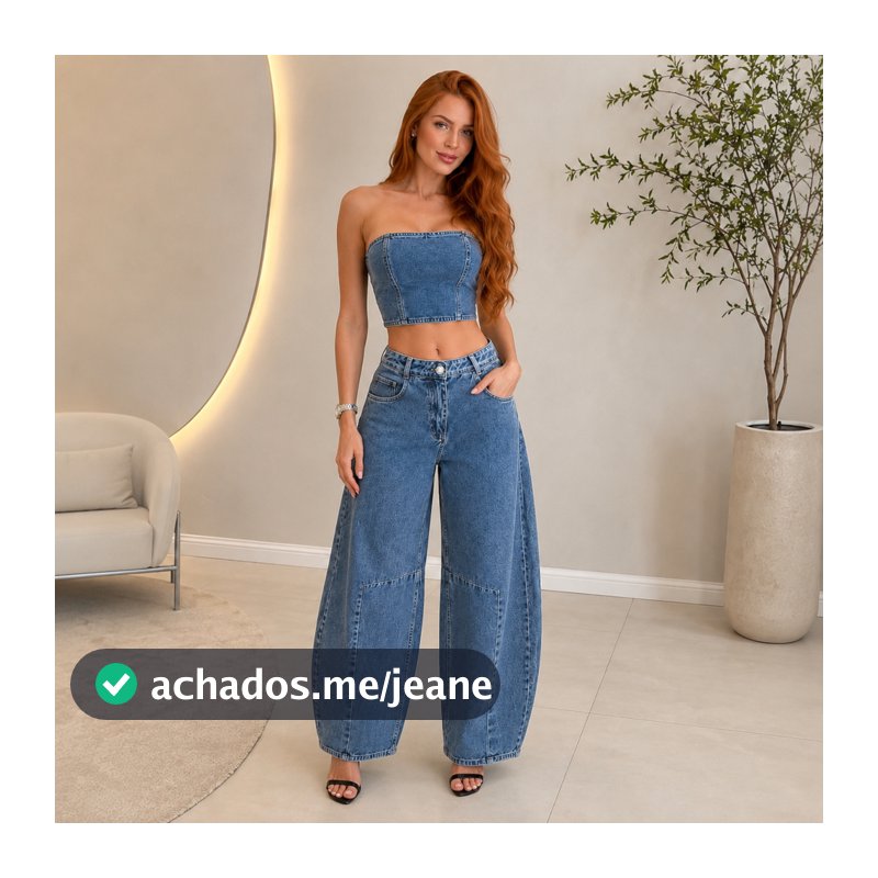 Calça Jeans Barrel Feminina Modelo Balão Larga Soltinha Cintura Alta - A.Ming Jeans