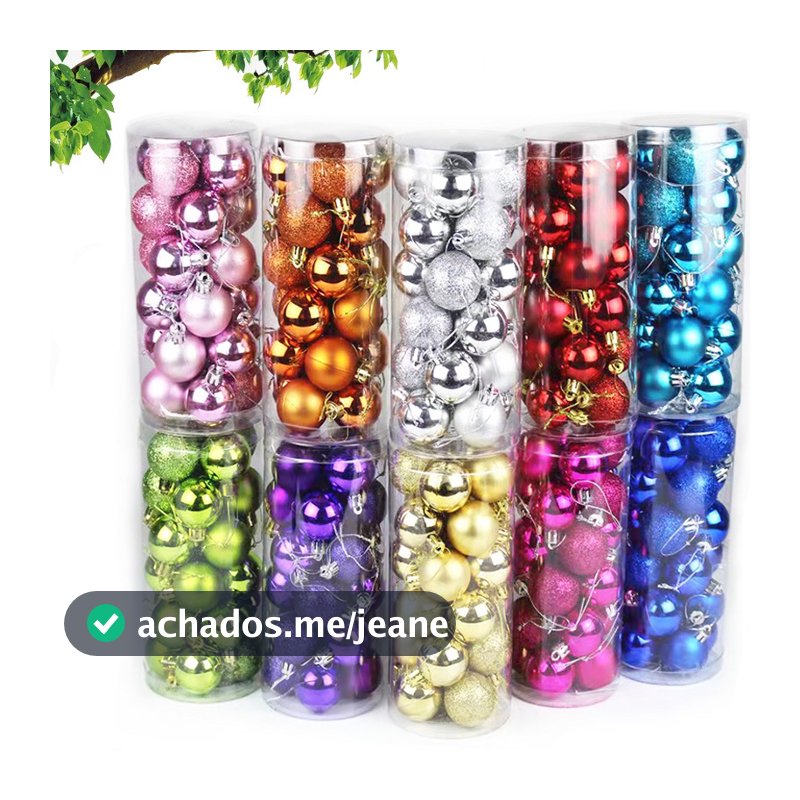24PCS Baile Decorativo de Natal Pintura Delicada Contraste Tema E Glittering Christmas Tree Pends Decorativos Conjunto