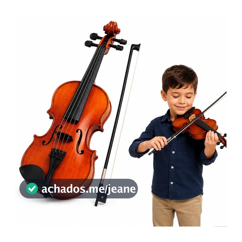 Mini Violino Infantil Brinquedo Musical Instrumento Educativo Iniciante Cordas e Arco Presente Unissex Menino Menina