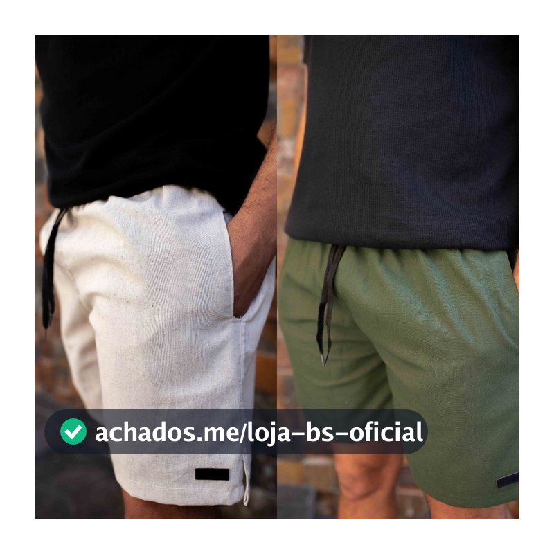 Kit 2 Short Linho Masculino Com Bolso Faca Discreto