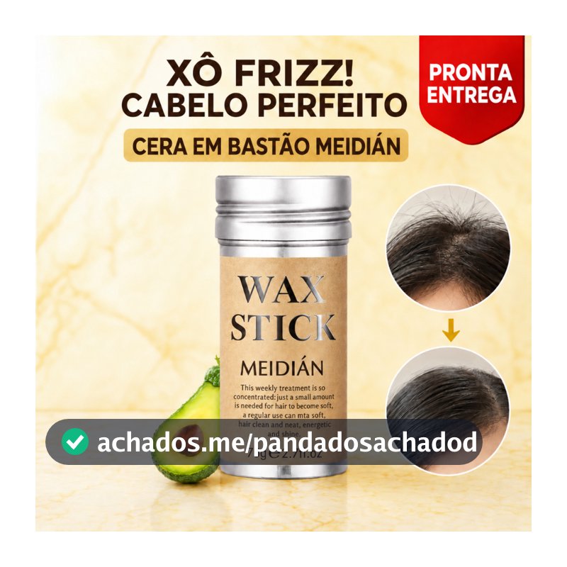 Cera em Bastão 75g para Cabelo Anti Frizz Baby Hair e Fios Rebeldes Wax Stick