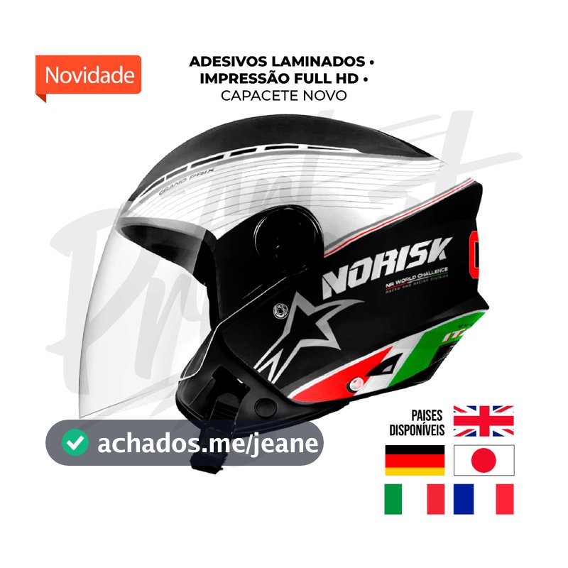 Capacete ABERTO Personalizado ProTork New Liberty 3 - Norisk GrandPrix