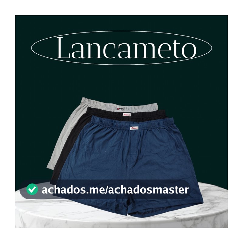 KIT DE 3 CUECA SAMBA CANÇÃO MASCULINO 100% ALGODÃO SHORTS PIJAMA DE DORMIR PRETO/MARINHO/CINZA PRATA