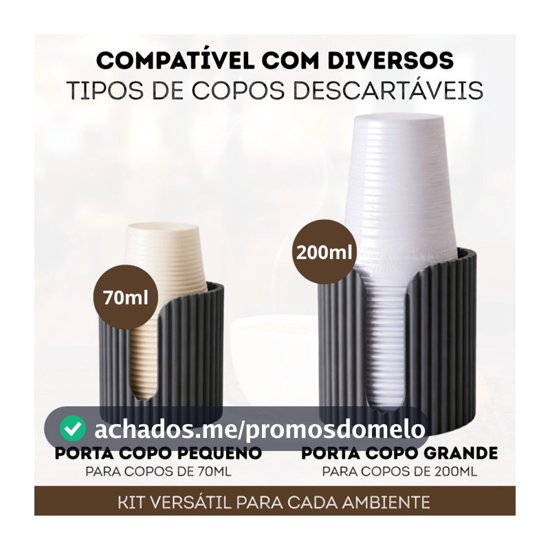 Suporte Organizador Porta Copos Descartáveis Dispenser de Café Festa| Bancada Cozinha Escritório Moderno
