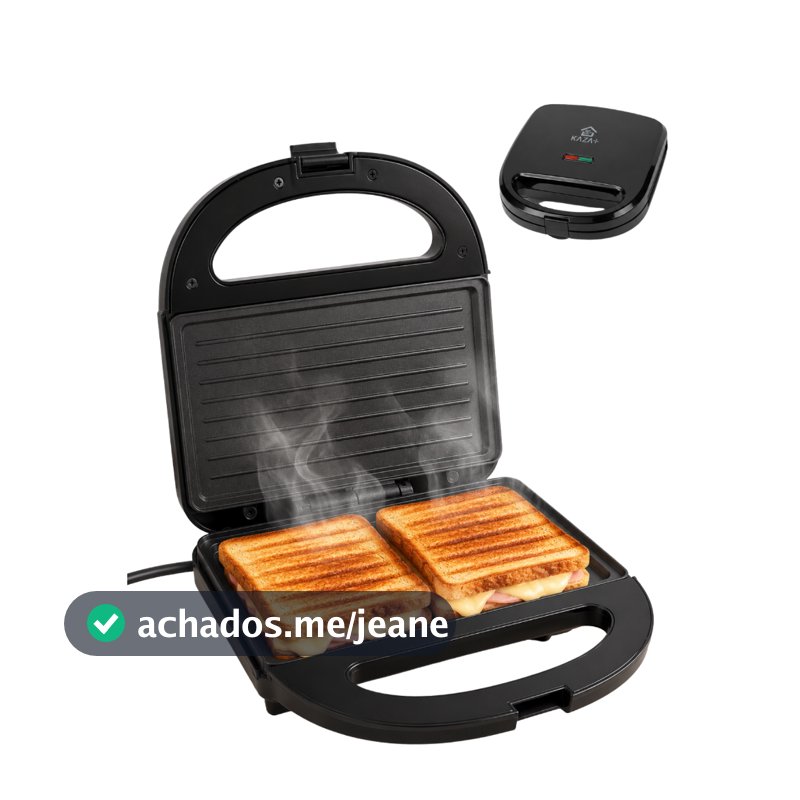 Sanduicheira Elétrica Grill Misteira 110V/220V Prensa Dupla Antiaderente 750W Preta Torradeira