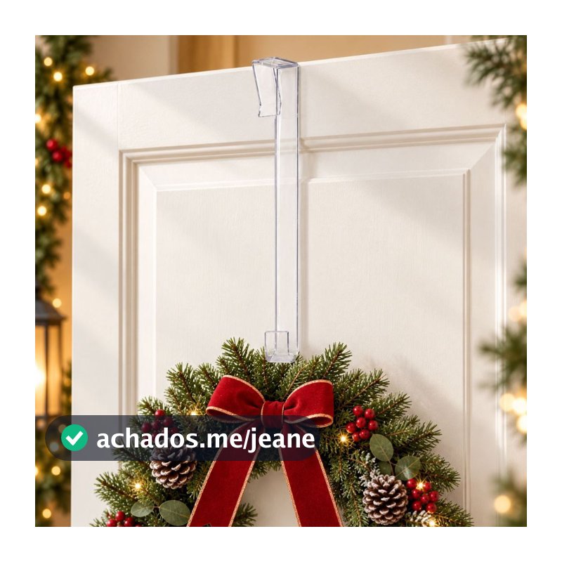 Gancho Suporte para Guirlanda de Natal - Transparente - 1 unidade - Cromus | para Pendurar Porta Decoração Natalina