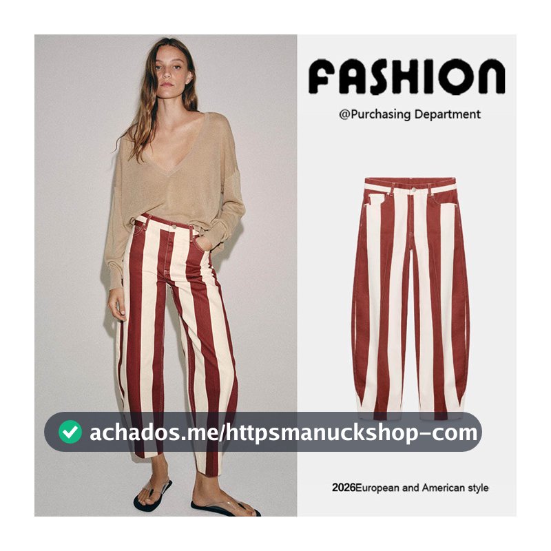 ZA 2026 Verão Novo Produto Moda Feminina All-Match Cintura Alta em Forma de Balde Jeans em Forma de Tornozelo 5216078 10