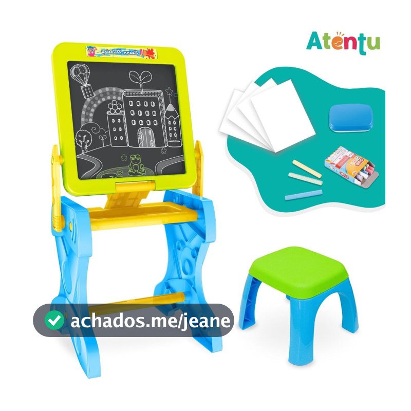 Mesa Infantil Lousa Mágica Mesinha Interativa de Desenho C/ Banco