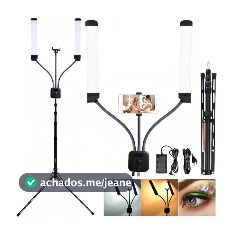 Ring Light Led Com Braços Duplos+Tripe 1.8 Metros Luz de Preenchimento de 45W Iluminação LED tricolor HD-45X