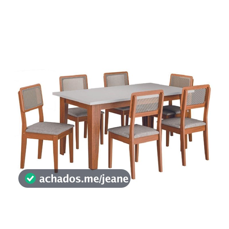 Conjunto Sala De Jantar Mesa Miami 1,60m 6 Cadeiras Santiago Dobuê Madeirado / Off White