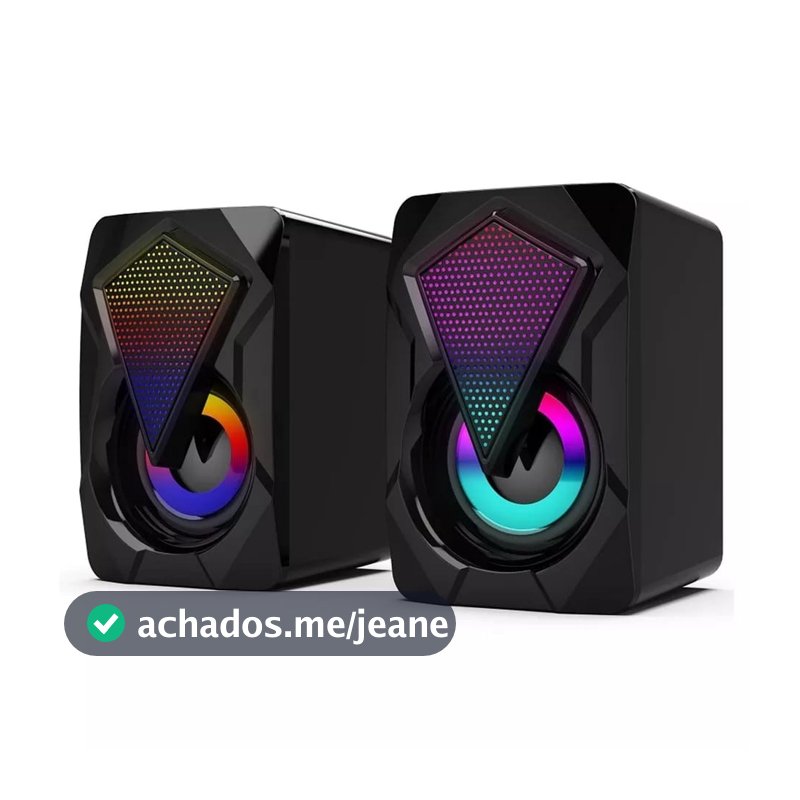 Caixa de Som RGB Gamer PC | Luz Respiração Fria | Alto-Falante Potente