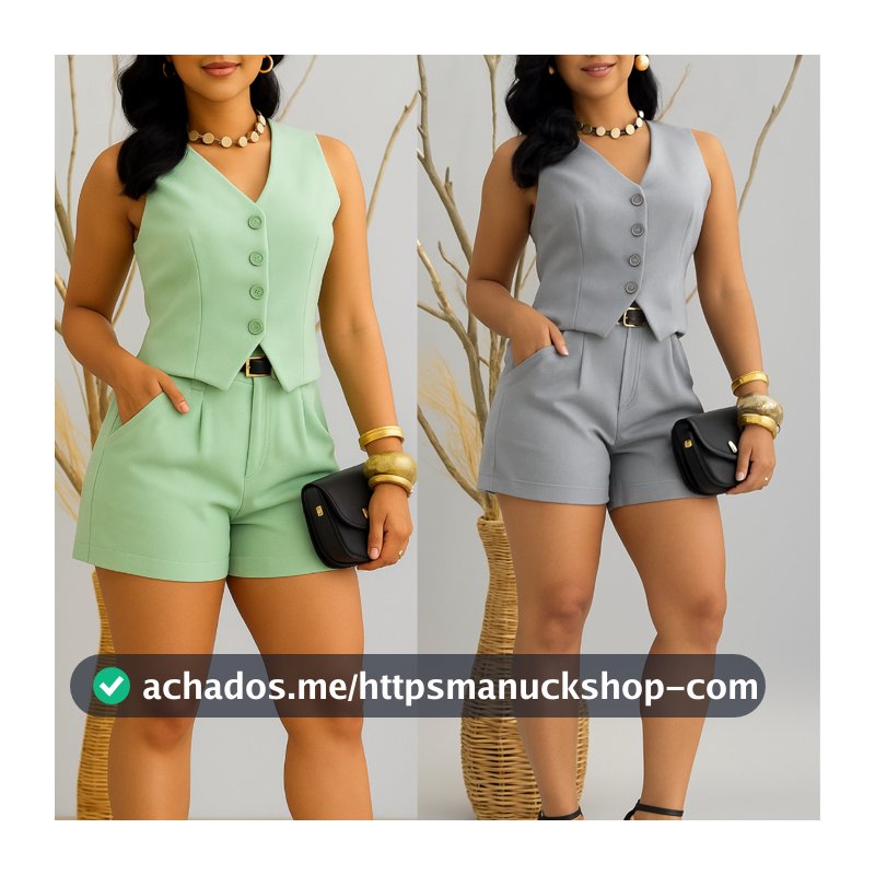 #@CONJUNTO VALENTINA,💕CONJUNTO FEMININO,SHORTS E COLETE SOCIAL MODA 2026🔥🔥
