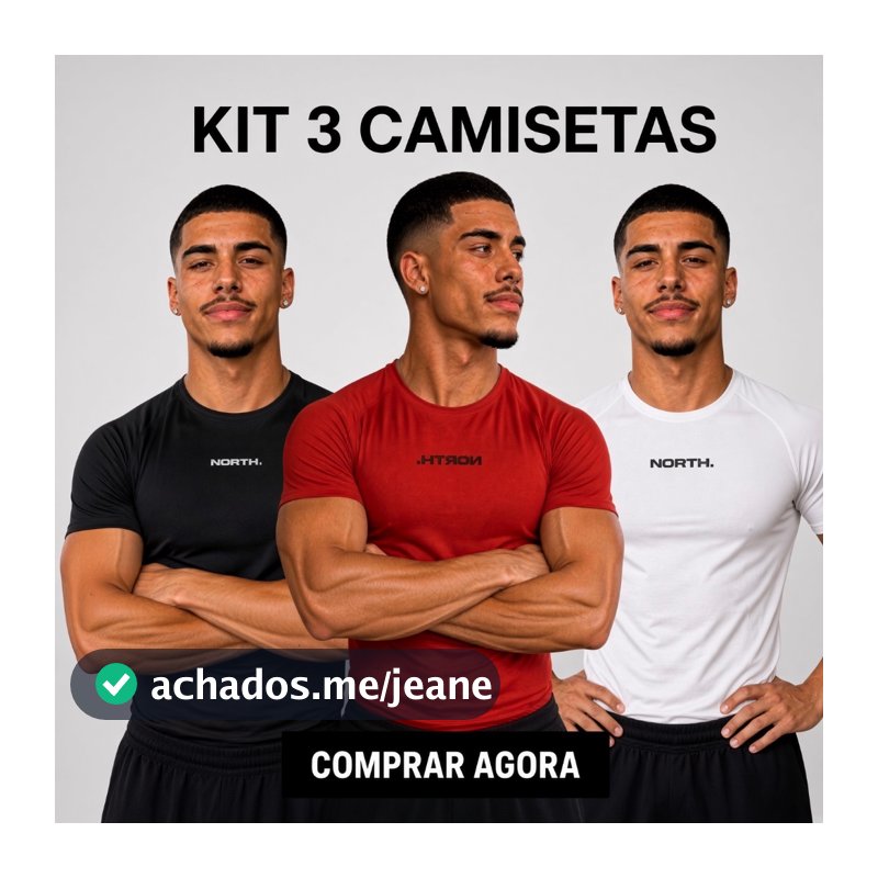 Kit 3 Camisetas Performance Dry Fit Raglan Masculina Casual Treino Academia Esportes Realth
