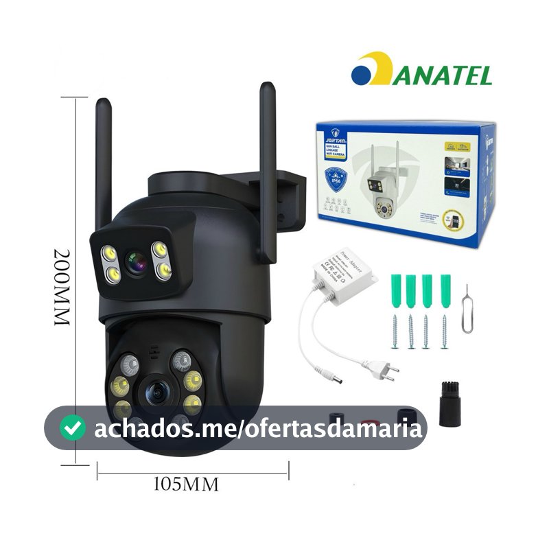 Câmera de segurança YOOSEE IP66 Wi-Fi com lente dupla e sensor de movimento 360° ANJGG