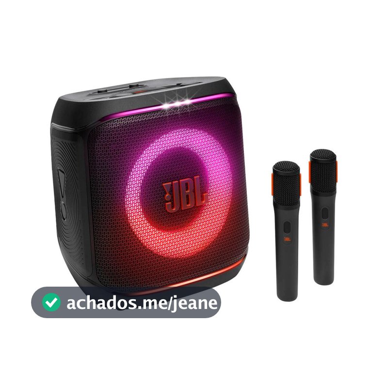 Caixa de Som Partybox Encore 2 Bluetooth 2 Microfones AI Sound Boost Até 12h de Bateria JBL