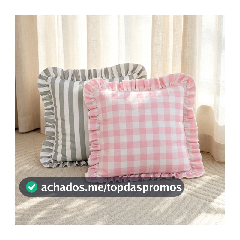 Ins estilo coreano listrado babados saia travesseiro casa tecido estilo americano sofá decoração xadrez fronha