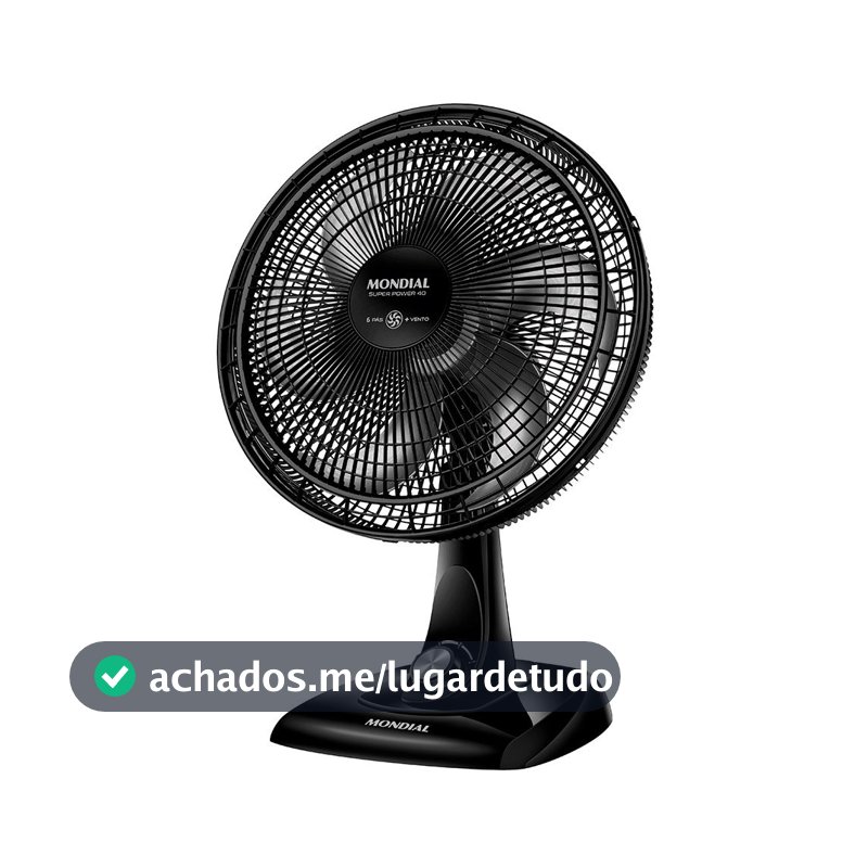 Ventilador de Mesa Mondial VSP-40-B 40cm, 6 Pás, 140W, Preto